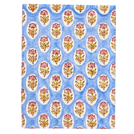A5 Block Print Notebook - Purple & Blue Daisies