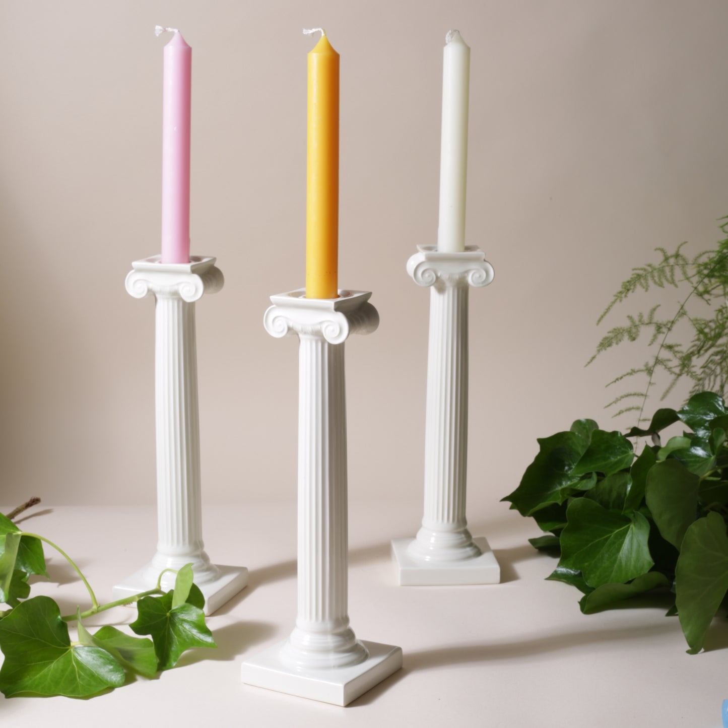 P&H Ionic Column Creamware Candlestick